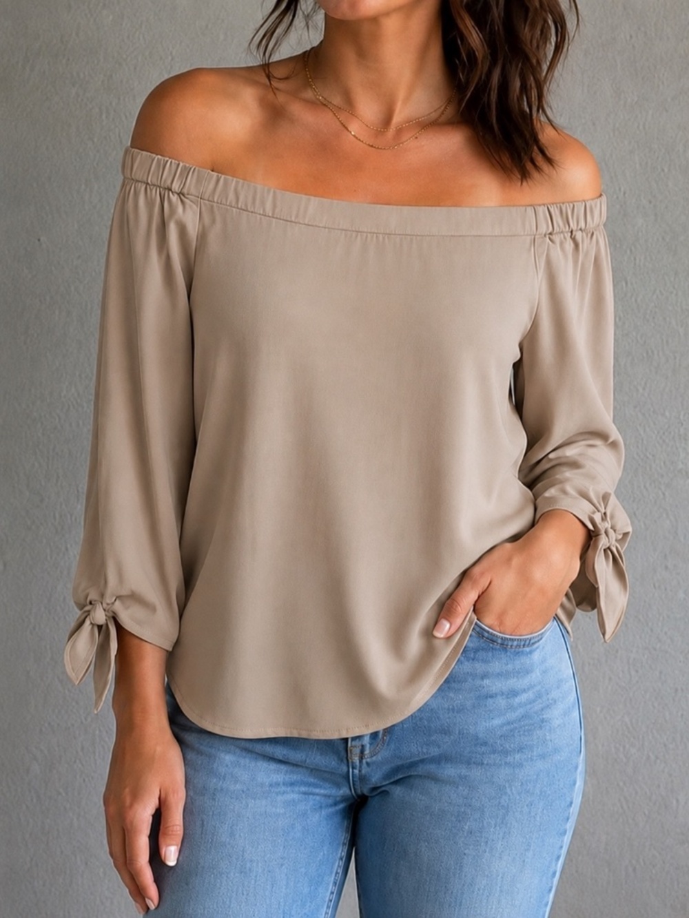 Lost April Boho off shoulder tie cuff Whimsical Blouse  Size Large
